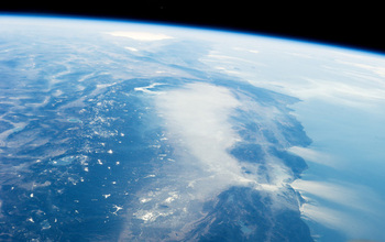 View from the International Space Station in January 2014 showing no snow in California's mountains